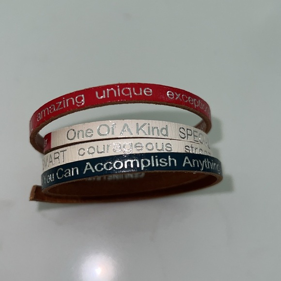 Good Works Make a Difference Quadruple Leather Wrap Bracelet. - Picture 5 of 5